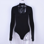 Women Long Sleeve V-neck Fashion Bodysuit